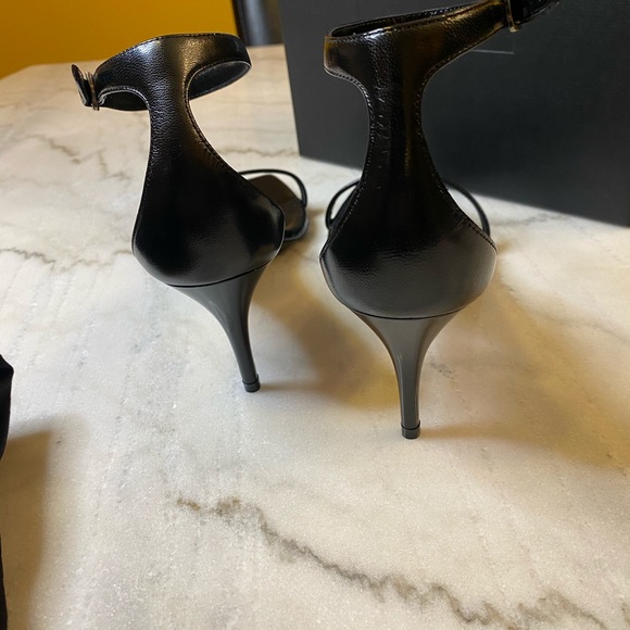 YSL Saint Laurent Black Strappy Stiletto Heels Womens Shoes 40.5 / 10 US NWT - Picture 7 of 13